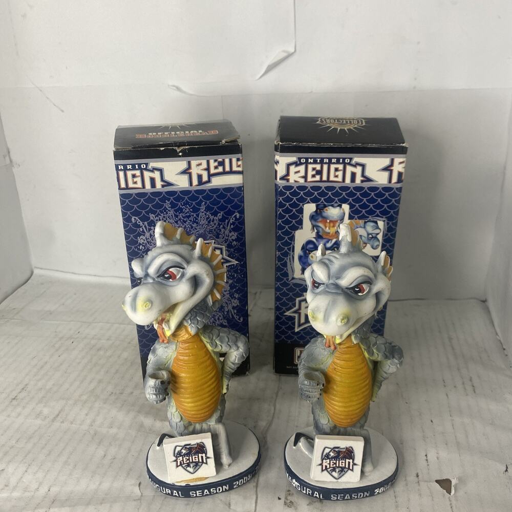 Lot Of 2 Ontario Reign mascot bobbleheads- Blaze Without Hockey Stick As Picture